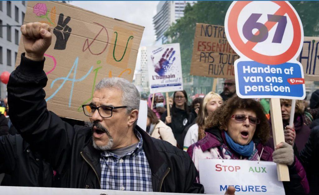 Government brutalizes, the street protests in Belgium